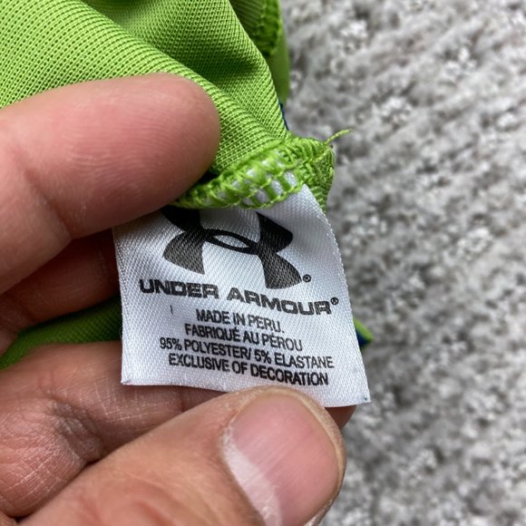 Under ARMOUR Golf Shirt Men Medium M Green Embroidered Logo - STAINS - READ - Picture 8 of 14